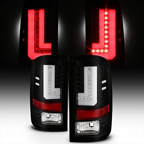 AKKON - For [L-Shape LED Light Tube] 16-18 GMC Sierra 1500 Black Bezel Tail Lights Brake Lamp Assembly Pair