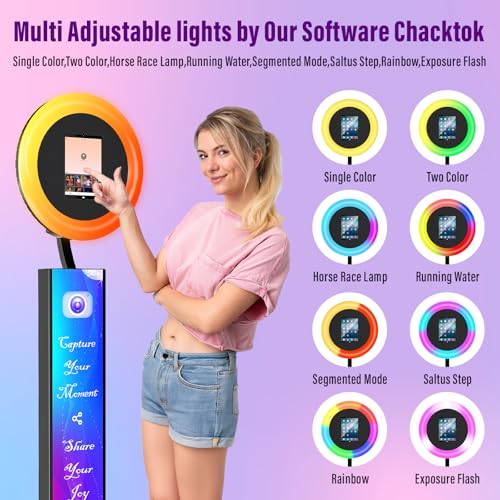 Image of Photo Booth Machine Compatible with Ipad 12.9in 11in 10.9in 10.2in, Photo Booth Machine with Software APP Control,Music Sync,Free Custom Logo,Flight Case,for Parties,Wedding,Events(Black)