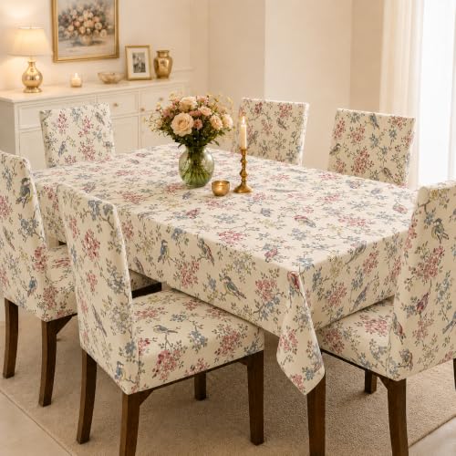 Image of Cloth Fusion Dining Table Cover with 6 Chair Covers, 6 Seater Table Cloth | Table cover and every chair cover in one matching print; 4-way stretch chair covers; 6 designs; washable, not PVC