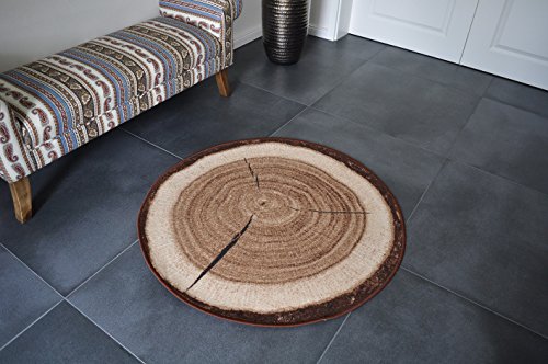 Design Teppich rund oder rechteckig Holz Baumstamm Holzmuster Baumscheibe (HR-1 133 cm)