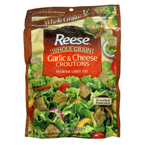 Reese Whole Grain Croutons, Cheese Garlic, 5-Ounce Packages (Pack of 12)
