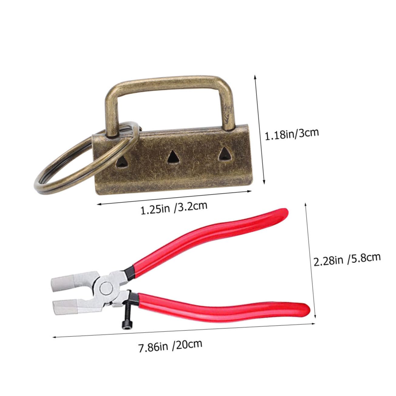 NUOBESTY Set da 30 Anelli Portachiavi in Metallo 32mm con Pinza Crimpatrice in Ferro per Fai da Te e Accessori Artigianali per Decorare Borse e Segnalibri