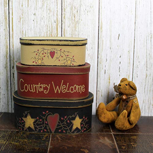 CVHOMEDECO-Farmhouse-Oval-Country-Welcome-Cardboard-Nesting-Boxes-Large-9-34-x-5-12-x-4-Inch-Set-of-3 CVHOMEDECO Farmhouse Oval Country Welcome Cardboard Nesting Boxes Large 9 34 x 5 12 x 4 Inch Set of 3