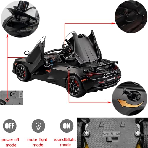Modelo McLaren 720s Roadster 1:24 Negro miniatura 4