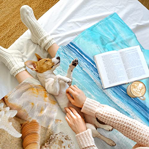 Beach Throw Blanket 50X40 Inch, Beach Starfish Lightweight Soft Microfiber Throw Blanket With 18X18 Inch Pillowcase Perfect For Bed And Sofa #TOP4