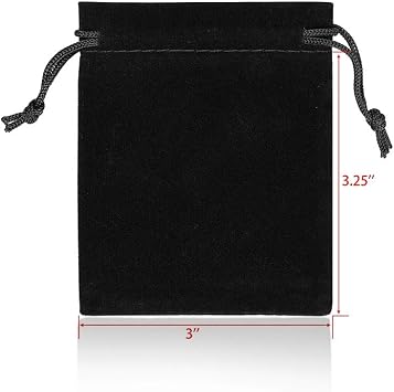 BLUECELL Pack of 20pcs 3 X 4 Velvet Drawstring Cloth Jewelry / Gift / Headphones Bag / Pouches (Black)