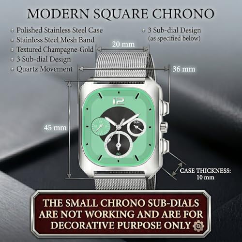 Image of Shocknshop Analog Square Dial Mesh Stainless Steel Strap Watch for Men and Boys -WCH186
