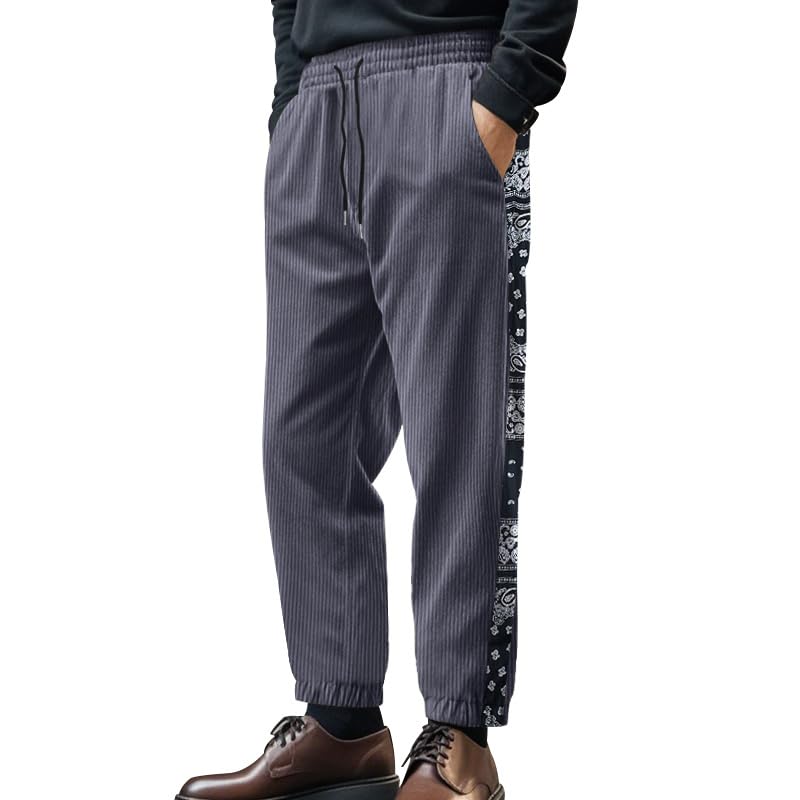 High Street Style Trendy Pants for Men Basic Straight Outfits with Side Printed Casual Solid Color Wide Leg Trousers2