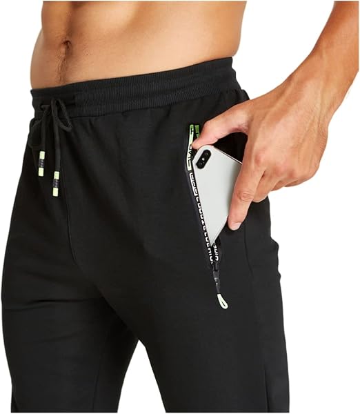 ZOXOZ Pantaloni Sportivi Uomo Cotone con Tasche Zip Elastico in Vita con Coulisse - 3