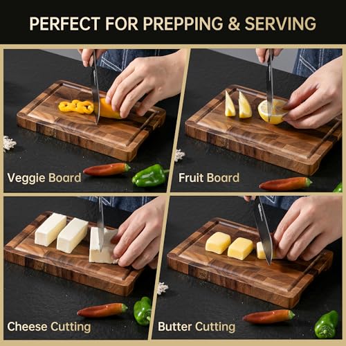 Image of THETCHRY Walnut Wood Cutting Board for Kitchen, Small Chopping Board Portable, Compact Size for Daily Prep Stable Use, 9 inchx6 inchx0.8 inch