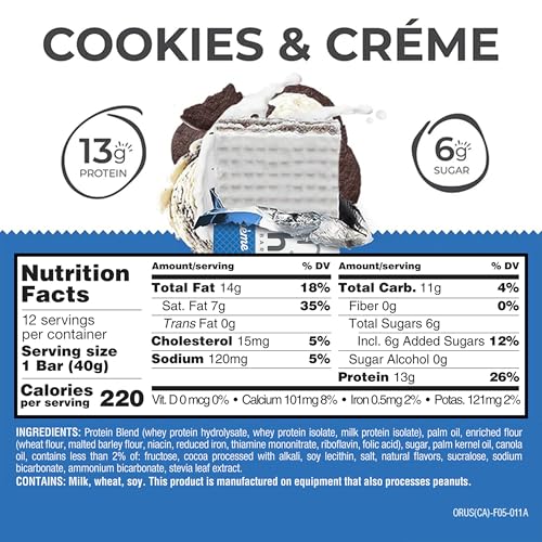 Image of Power Crunch Protein Energy Wafer Bars, Cookies and Creme, 1.4 Ounce (12 Count)