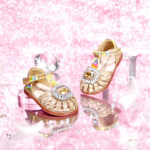 Image of Felix & Flora Toddler Girls Sandals Soft Rubber Princess Flat Shoes Flower Girl Shoes