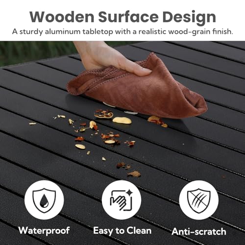Join Nature 46.4" Large Camping Table for 2-6 People, Heavy Duty Foldable | Camp Table with Aluminum Roll-Up Top & Carry Bag, Supports 220 lbs, Portable Table for BBQ, Tailgating, Backyard, Black - image 7