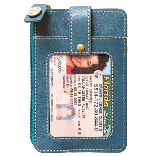 ID Stronghold RFID Mega Mini Wallet Slim Wallet Genuine Leather with Zipper (Blue)3