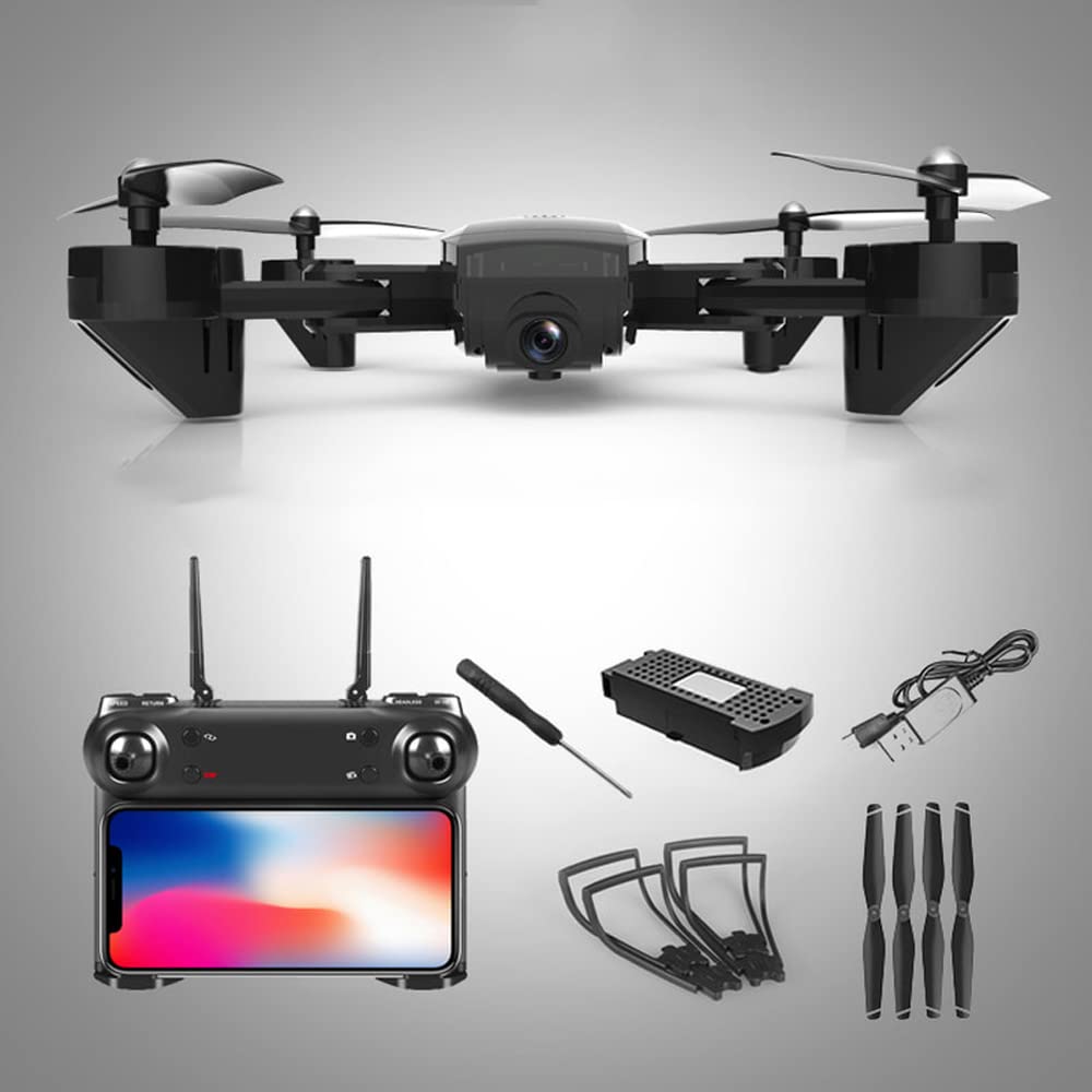 Drone con fotocamera 1080P HD, mini drone RC pieghevole per regalo per bambini Quadcopter tascabile portatile, regolazione della velocità di avvio con una chiave, capovolgimenti 3D, luce a LE