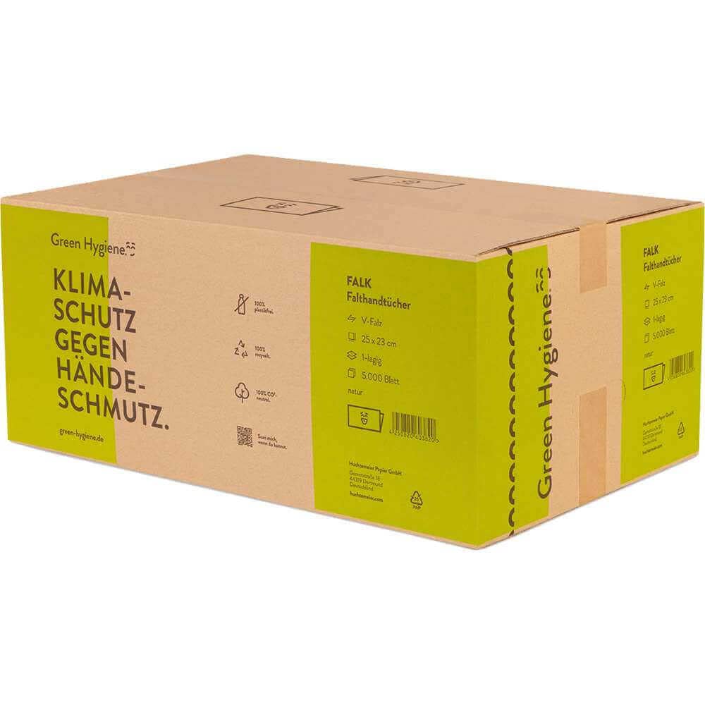 Green Hygiene Falk Papierhandtücher Z-Falz 5000 Blatt Recycling natur 1-lagig, 38 g/m², Blauer Engel zertifiziert, Falthandtücher für Spender, Gewerbe & Waschraum
