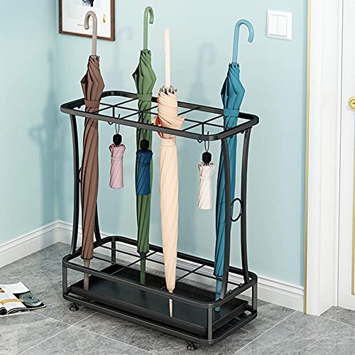 Porte-parapluies design rectangle noir structure solide et rangement petit espace - 2