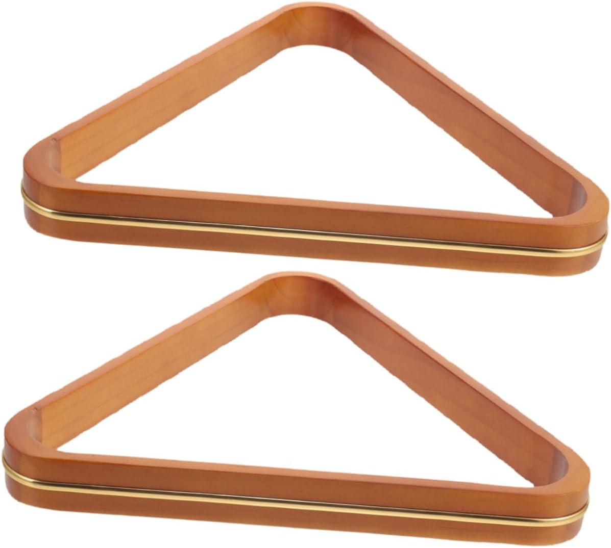 Happyyami 2pcs Wooden Billiard Triangle Rack Set Snooker Fixing Rack for Pool Balls Gold Trimmed Billiards Storage Bracket for Game Rooms and Pool Tables