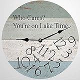 You're on Lake Time Wall Clock 10 Inch Rustic Tuscan Style Wall Clock Battery Operated Non-Ticking V