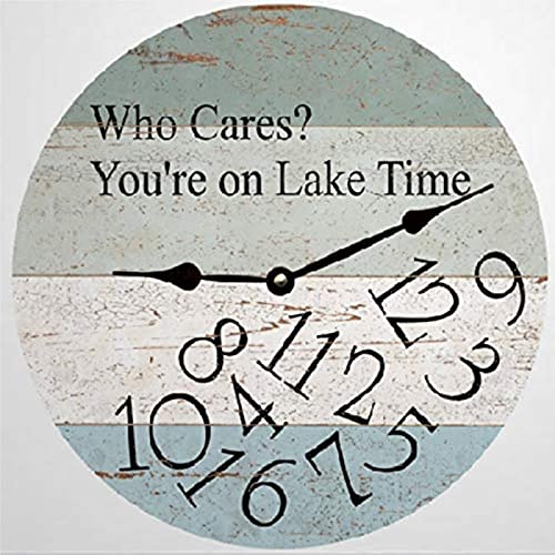 You're On Lake Time Wall Clock 10 Inch Rustic Tuscan Style Wall Clock Battery Operated Non-Ticking Vintage Farmhouse Wood Clock Large Wall Clock For Living Room Kitchen Bedroom Decor #TOP19