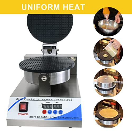 Yooyist Ice Cream Cone Machine, Stainless Steel Waffle Cone Maker, Nonstick Coating Waffle Roll Maker With Digital Display, 1200W For Commercial Home Use #TOP4