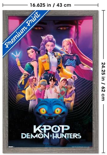 Image of Netflix KPop Demon Hunters (2025) - Group Wall Poster, 22.4L inch x 14.7W inch, Barnwood Framed Version