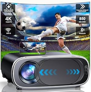 Fwiull Beamer 4K, Autofokus/Trapezkorrektur, 28.000L, WiFi6, Bluetooth, 1080P, Full HD, Heimkino-Projektor, Zoom 50% bis 100%, max. Bildschirmgröße 300 Zoll, automatische Linsenabdeckung