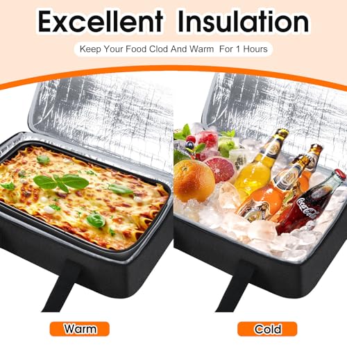 MIAOJIE Insulated Casserole Carrier, Portable Casserole Carrier for Hot or Cold Food Lunch Tote Warmer or Cooler Bag, Lasagna Lunch Bag for Potluck Parties- Fits 9" x 13" Baking Dish-Black