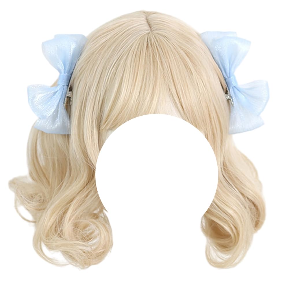 Yarn Bow Hair Clips Blue Bowknot Barrettes Girls Side Hairpins Lolita Hair Accessories for Women Party (Blue 3)