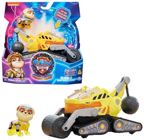 Paw Patrol - Pat Patrouille - Véhicule + Figurine Ruben du Film - Voiture Figurine À Collectionner - Sons Lumières - Pat Patrouille Jouet - Voiture pour Enfant 3 Ans...