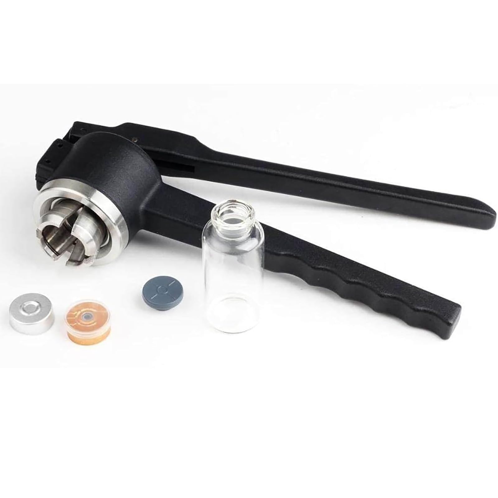 Manuelle Hand-Fläschchen-Crimpzange, Manuelle Edelstahl-Aluminium-Kunststoffkappen-Versiegelungsmaschine for Fläschchen, 11–20 mm, Schwarz