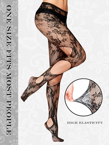 6 Pairs Women Fishnet Thigh High Stockings Lace Tights Spider Web Fishnets Leggings Mesh Pantyhose for Halloween3