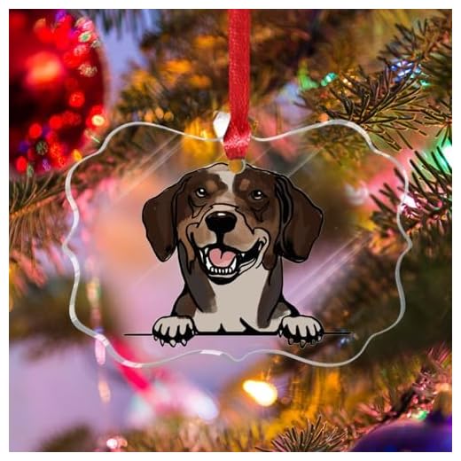 WoGuangis Serbian Tricolour Hound Acrylic Christmas Tree Hanging Ornament Puppy Dog Animal Christmas Tree Hanging Ornament Watercolor Peeking Dog Mom Pet Lover Christmas Decorations Gift
