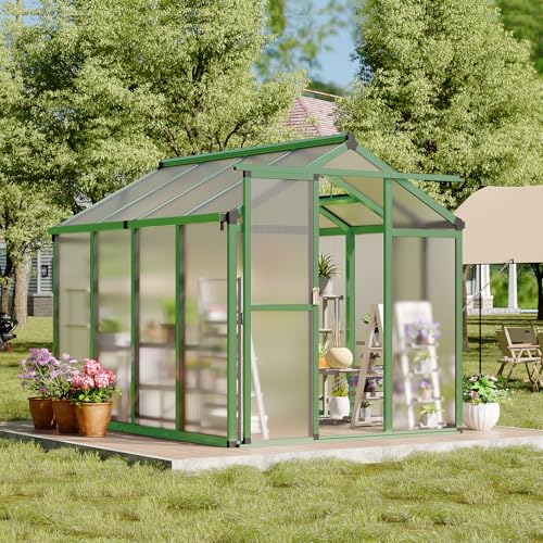 GarveeTech 6X10 FT Greenhouse, Polycarbonate Garden Greenhouse for Outdoors,Aluminum Frame Green House with Lockable Door and Adjustable Roof Vent, Ideal for Backyard Patio and Outside Growing by GarveeTech - Image 6