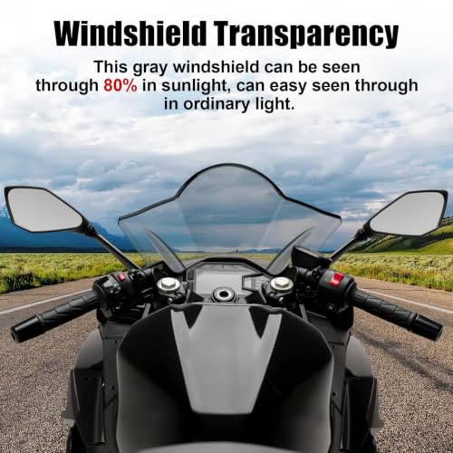 Image of Windshield for NINJA500 SE 2024 2025 2026, PSLER Windscreen Double Bubble Wind Deflector Protector Fairing for NINJA500 SE NINJA 500 2024 2025 2026 (Gray)