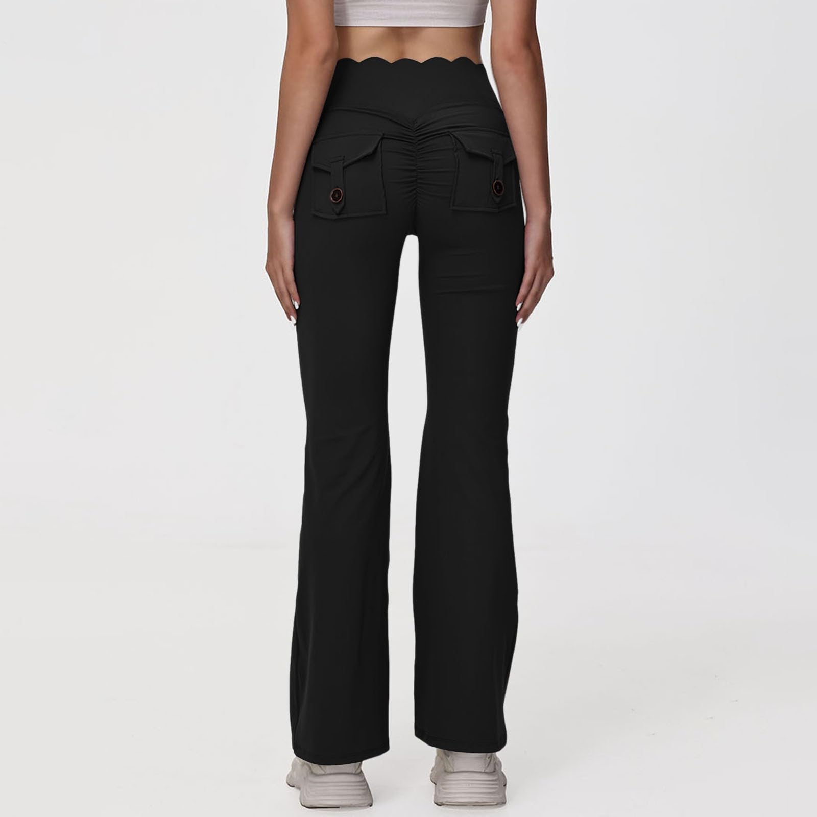 Leggings Svasati con Tasche Donna, Modello da Palestra e Yoga con Effetto Sollevamento Glutei, Pantaloni a Gamba Larga Eleganti e Versatili