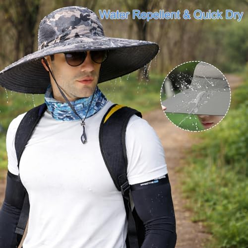 Image of Wide Brim Sun Hat for Men Women UV Protection Ventilated Summer Hats for Fishing Hiking Garden Beach