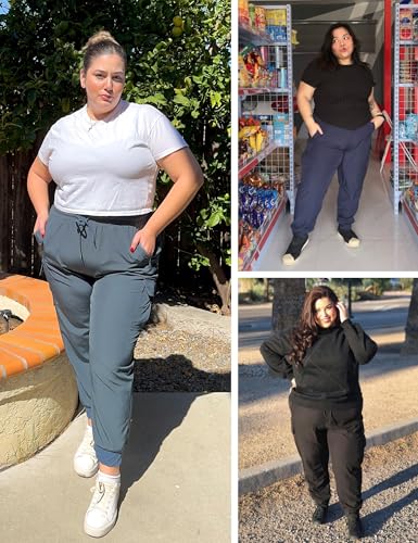 FOREYOND Plus Size Cargo Pants for Women Lightweight Quick Dry Hiking Pants Cropped Joggers Pants with Zipper Pockets2