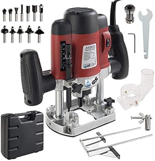 Arebos Oberfräse Holzfräse Fräsmaschine Nutfräse 1200 Watt inkl. 12 Fräser, Parallelanschlag und Koffer