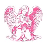 kniender Engel beten Umriss Silhouette Schriftaufkleber 42x45.3cm Karosseriedekoration Rosa