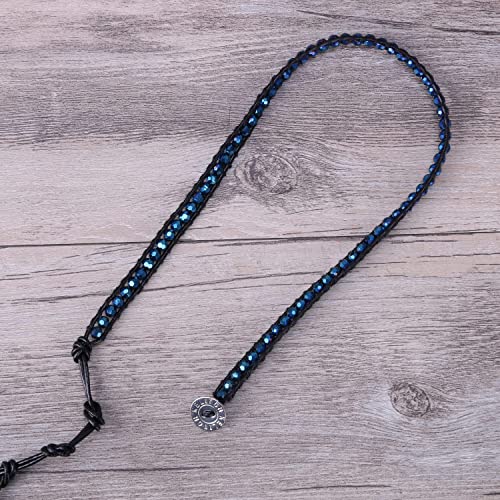 Image of KELITCH Natural Agate Onyx 2 Wrap Bracelets Handmade Leather Strand Bracelets Fashion Jewelry