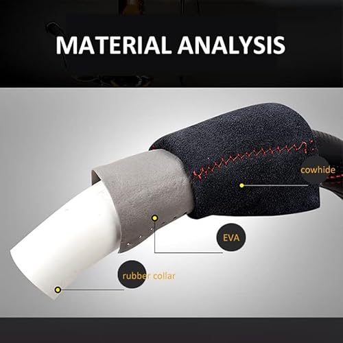 Miniatura 2 de Funda para volante de piel de vacuno, resistente al calor, antideslizante, compatible con la mayoría de marcas y modelos de automóviles y camiones