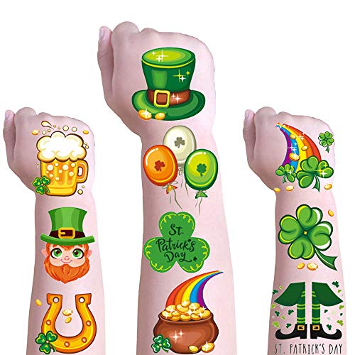 Mocossmy St. Patricks Day Temporary Tattoos for Kids & Adults,Shamrock Decorations Tattoos for St.Patrick's Day,Irish St.Patrick's Day Accessories Decorations Party Favors by ACXOP (Fashion Style)