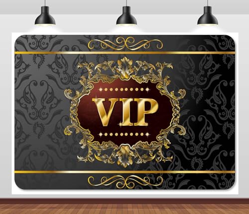 CORFOTO 8x6ft Vintage Gold VIP Backdrop VIP Card Golden Elements Photography Background Red Carpet Photo Booth Birthday Party Banner