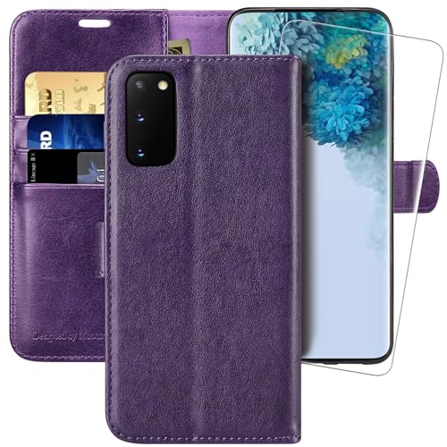 MONASAY Wallet Case Compatible for Galaxy S20 FE 5G, 6.5 inch [Screen Protector Included][RFID Blocking] Flip Folio Leather Cell Phone Cover with Credit Card Holder, Purple