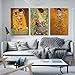 RIUFIN Set of 3 Canvas Prints Wall Art,The Kiss by Gustav Klimt Famous Oil Paintings Reproductions Canvas Art Poster And Wall Art Picture Print Modern Family Bedroom Decor Posters 12x18inch(30x45cm)