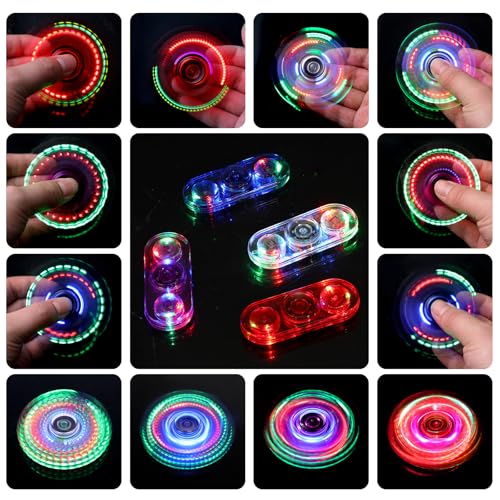 SCIONE 2er LED Fidget Spinner Blau Rot Leuchtend