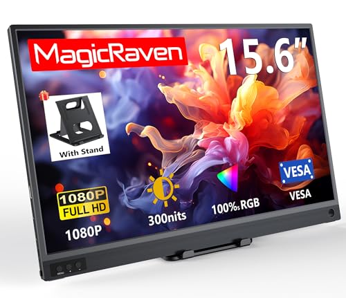 MagicRaven Portable Monitor, 15.6' 1080P Laptop Screen Extender, Lightweight Dual USB C HDMI Second...