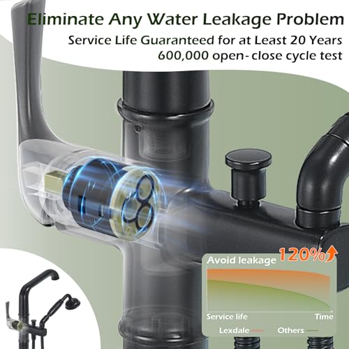 Grifería de Piso para Bañera, Lujo, Latón Clásico, Negro Mate | Llenador de Bañera Montado en Piso, Latón Premium H59, Servicio Personalizable miniatura 4