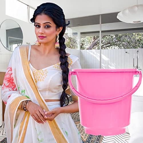 Image of Heart Home Bucket|Plastic Bucket for Bathroom|Bucket for Bathing|Unbreakable Bucket with Handle|16 Liter|Pack of 2 (Pink)
